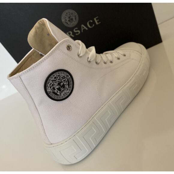 Versace White Palladium High-top Canvas Sneakers 12.5 US (45.5 Euro) DSU8403 - Picture 8 of 12